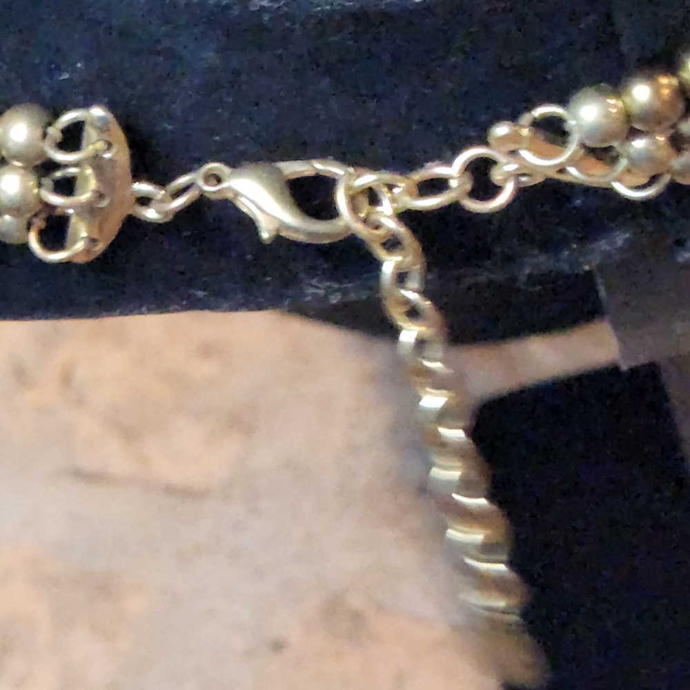 VINTAGE 3 STRAND NECKLACE WITH GLASS,CRYSTAL,PEARL,AND FAUX TURQUOISE - Picture 3 of 6